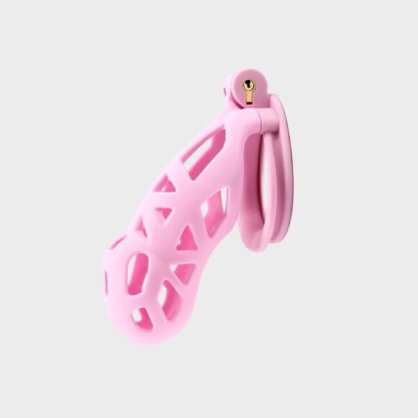 Cage de chasteté résine rose très long tube