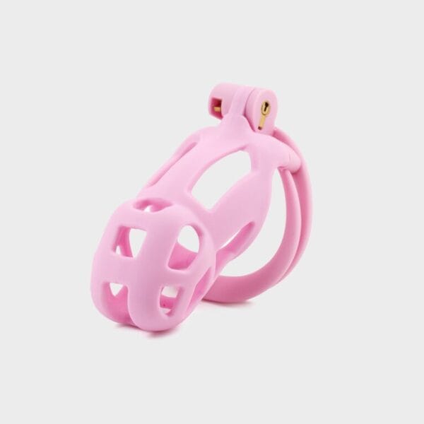 Cage de chasteté plastique rose long tube