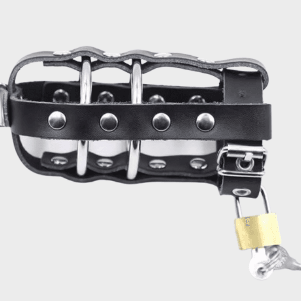Cage de chasteté cuir avec lanières