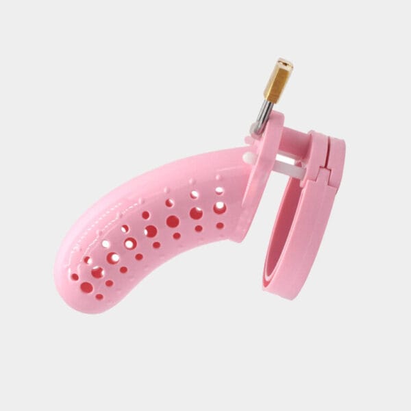 Cage de chasteté plastique rose très grande