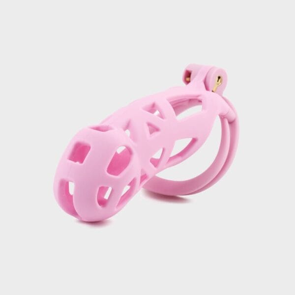 Cage de chasteté résine rose très long tube