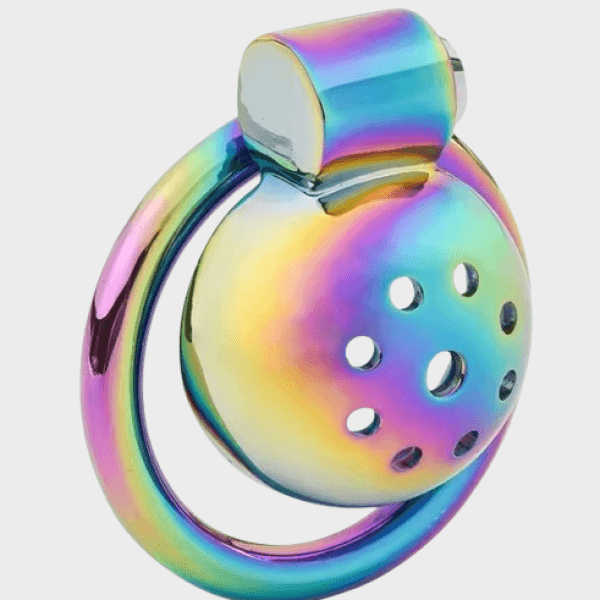 Cage de chasteté métal Petit Arc-en-ciel