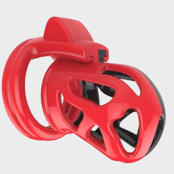 Cage de chasteté plastique Rouge et Noire