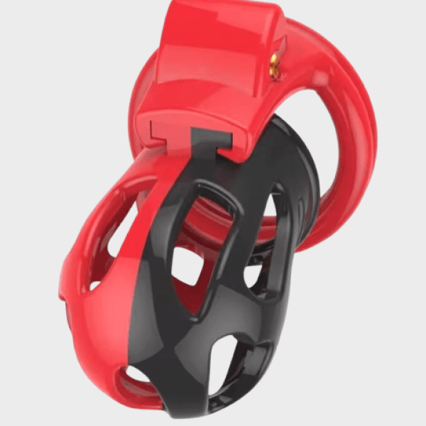 Cage de chasteté plastique Rouge et Noire