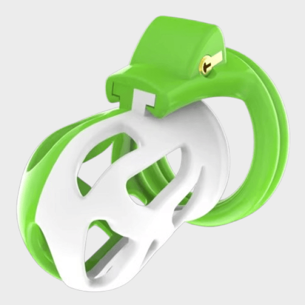 Cage de chasteté plastique Verte et Blanche