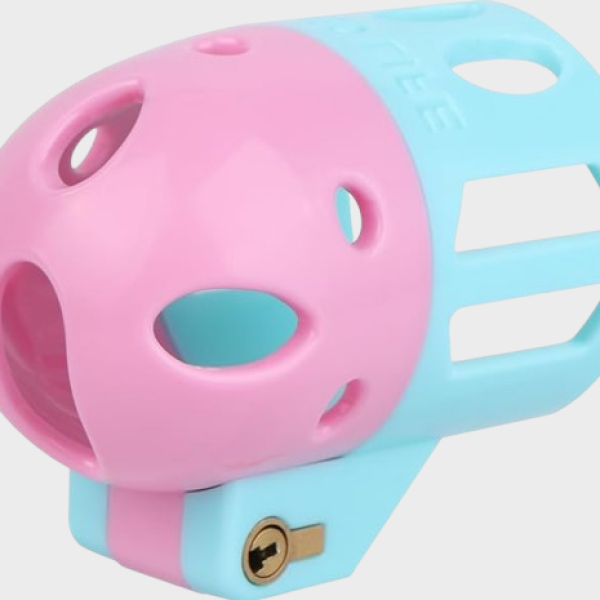 Cage de chasteté plastique La Bleue et Rose
