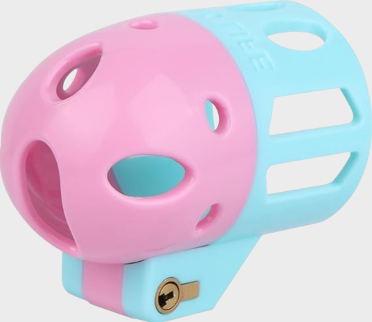 Cage de chasteté plastique La Bleue et Rose